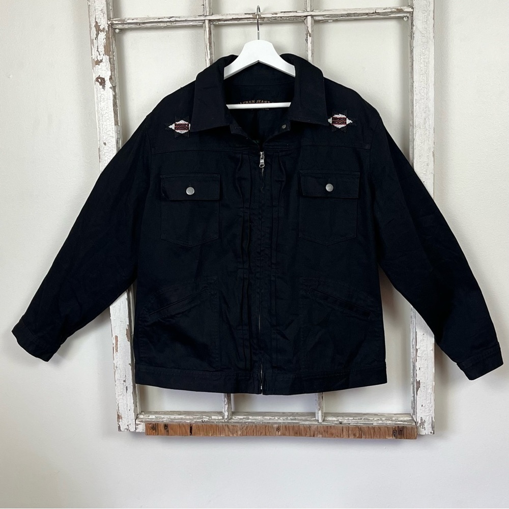 Lauren Jeans Company by Ralph Lauren black denim jean jacket plus size 2XL women